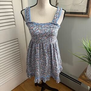 AMERICAN EAGLE Dress Womens Small Blue Ditzy Floral Babydoll Mini Feminine